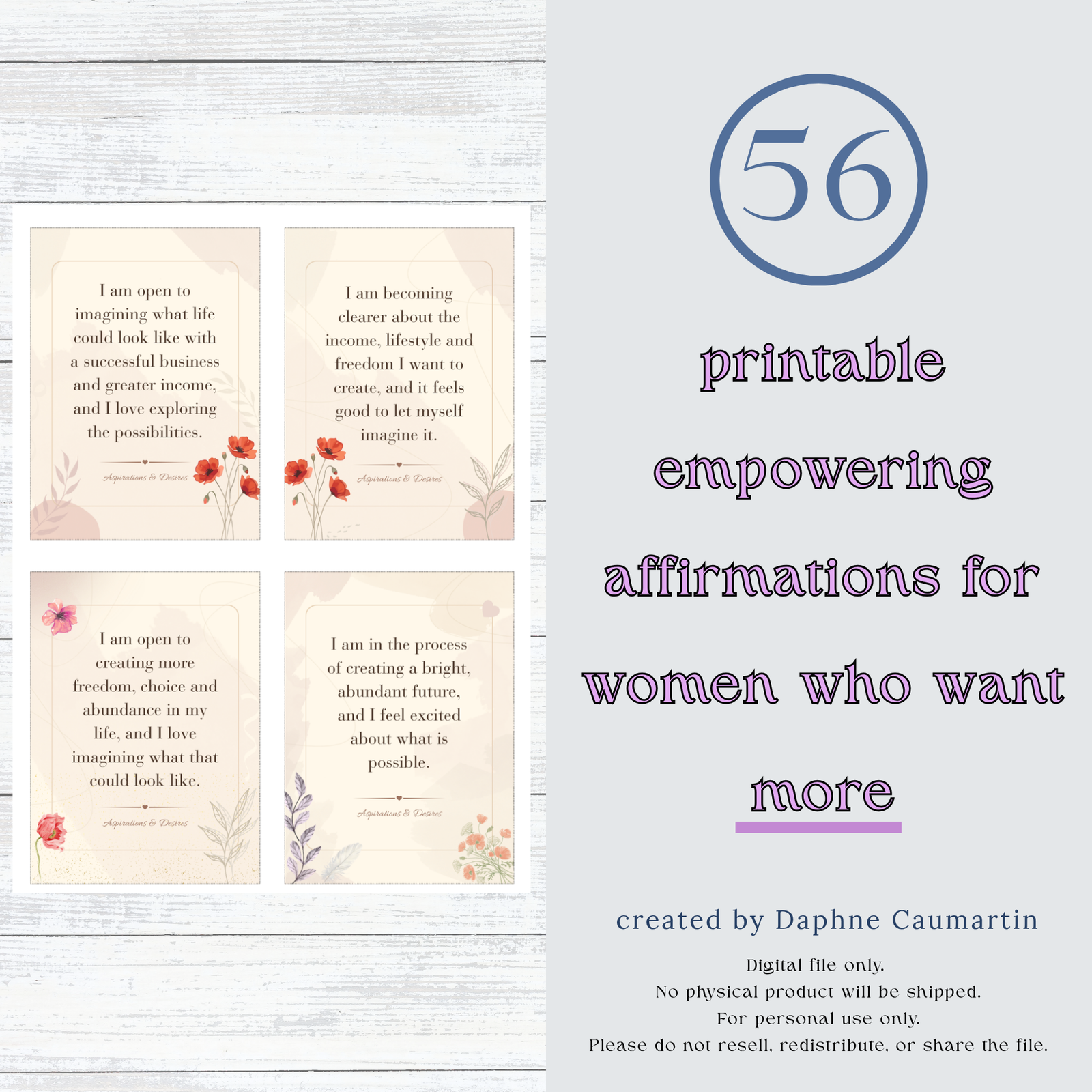 56 PRINTABLE EMPOWERING AFFIRMATIONS FOR WOMEN WHO WANT MORE
